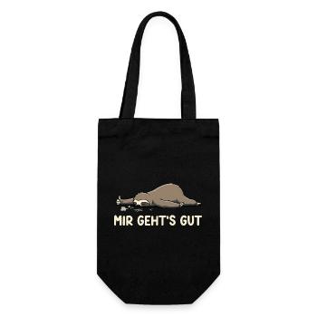 I'm fine – Funny sloth saying - Gift Bag for Bottles - black - Front