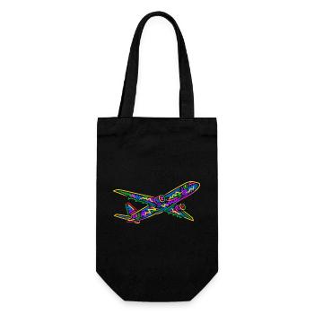 Colorful Airplane Flyer Kids Men Boys Pilot - Gift Bag for Bottles - black - Front