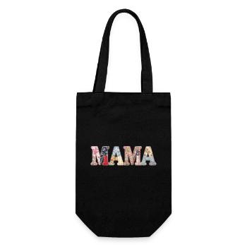 Mama Patchwork Blumen Vintage Muttertag Design - Geschenkbeutel für Flaschen - Schwarz - Vorne