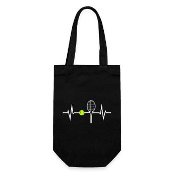Tennis Liebe EKG Herzschlag Herzfrequenz Puls - Geschenkbeutel für Flaschen - Schwarz - Vorne