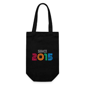 Seit 2015 | Retro-farbenes Geburtstagsjahr - Geschenkbeutel für Flaschen - Schwarz - Vorne