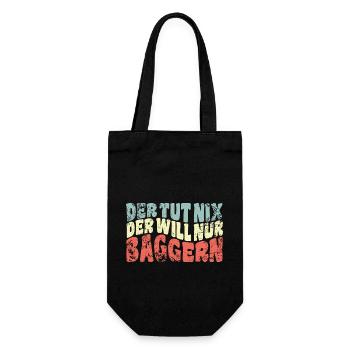 Der tut nix, der will nur baggern - Spruch - Geschenkbeutel für Flaschen - Schwarz - Vorne