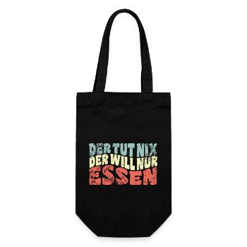 Der tut nix, der will nur Essen - Spruch - Geschenkbeutel für Flaschen - Schwarz - Vorne