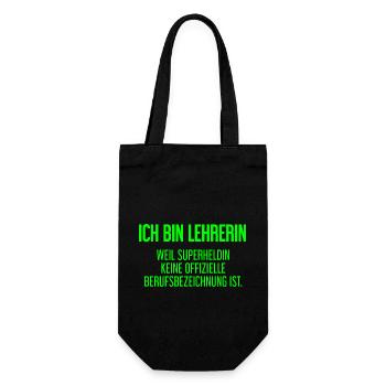 Lehrerin - Mein offizieller Superhelden-Beruf! - Geschenkbeutel für Flaschen - Schwarz - Vorne