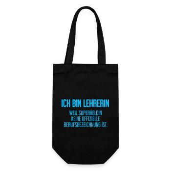 Lehrerin - Mein offizieller Superhelden-Beruf! - Geschenkbeutel für Flaschen - Schwarz - Vorne