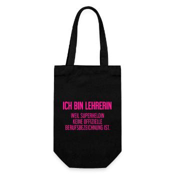 Lehrerin - Mein offizieller Superhelden-Beruf! - Geschenkbeutel für Flaschen - Schwarz - Vorne
