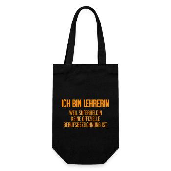 Lehrerin - Mein offizieller Superhelden-Beruf! - Geschenkbeutel für Flaschen - Schwarz - Vorne