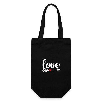 Love mit Pfeil und rotem Herz - Geschenkbeutel für Flaschen - Schwarz - Vorne