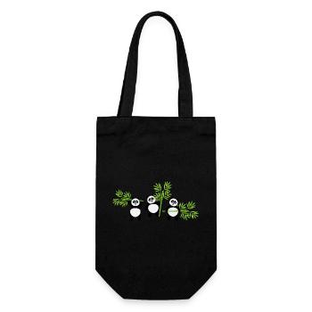 Kawaii Panda mit Bambus – Spaßiges und zartes Muster - Geschenkbeutel für Flaschen - Schwarz - Vorne