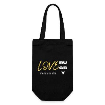 Love rugby yellow - Gift Bag for Bottles - black - Front