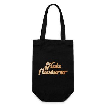 Holz Tischler Fan coole lustige Sprüche Maserung - Geschenkbeutel für Flaschen - Schwarz - Vorne