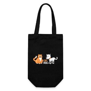 Cheerful Illustration of a cat and dog. - Gift Bag for Bottles - black - Front