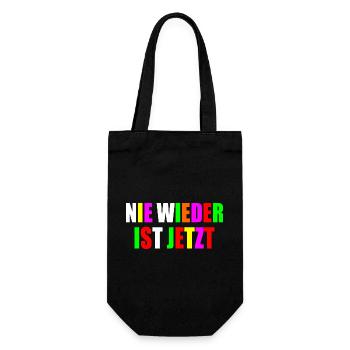 Nie wieder ist jetzt - Geschenkbeutel für Flaschen - Schwarz - Vorne