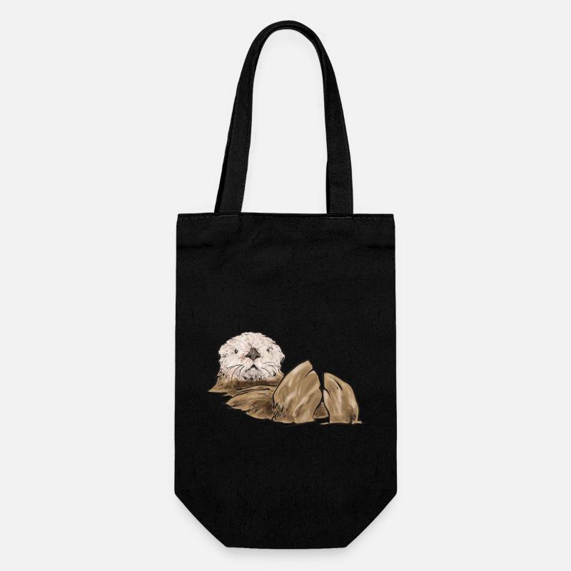 Seeotter - Geschenkbeutel für Flaschen - Schwarz