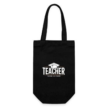 Lehrer Lehrerin Teacher Schüler Schule Beruf - Geschenkbeutel für Flaschen - Schwarz - Vorne