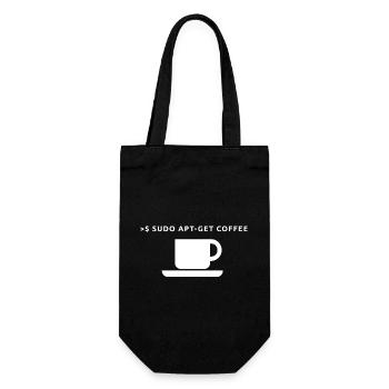 Lustiges Linux Kaffee Admin Shirt Pinguin Coder - Geschenkbeutel für Flaschen - Schwarz - Vorne