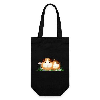 Two guinea pigs in the meadow – harmony - Gift Bag for Bottles - black - Front