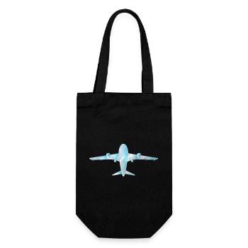 Passagierflugzeug mit Wolkenmuster - Geschenkbeutel für Flaschen - Schwarz - Vorne