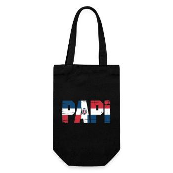  Papi Dominikanische Flagge – Stolzer Papa aus der - Geschenkbeutel für Flaschen - Schwarz - Vorne