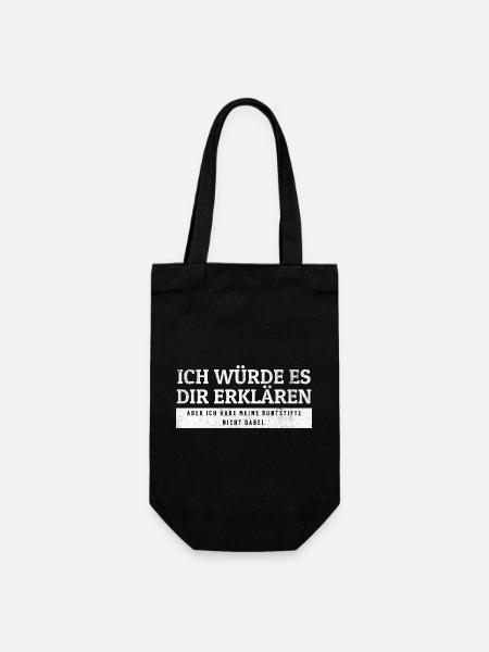 SARKASMUS - Keine Erklärung ohne Buntstifte - Geschenkbeutel für Flaschen - Schwarz
