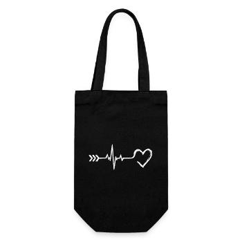 Pulse Arrow Heart Line Art - Gift Bag for Bottles - black - Front
