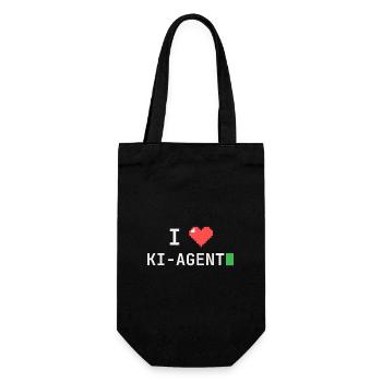 I ♥ KI-Agent – Terminal Pixelherz - Geschenkbeutel für Flaschen - Schwarz - Vorne