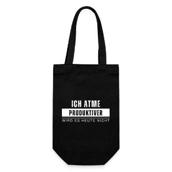 Ich atme produktiver wird es nicht Lustiger Spruch - Geschenkbeutel für Flaschen - Schwarz - Vorne