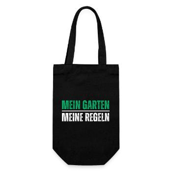 Mein Garten, meine Regeln. Lustiger Natur Spruch - Geschenkbeutel für Flaschen - Schwarz - Vorne