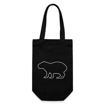 Capybara - Outline - minimalistic Style - Geschenkbeutel für Flaschen - Schwarz - Vorne