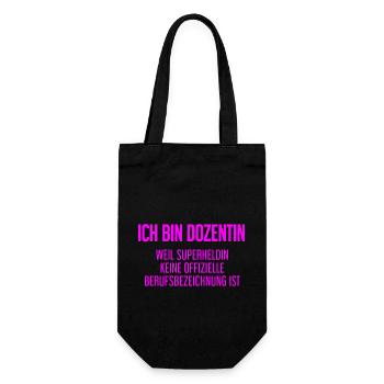 Dozentin - Mein offizieller Superhelden-Beruf! - Geschenkbeutel für Flaschen - Schwarz - Vorne
