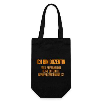 Dozentin - Mein offizieller Superhelden-Beruf! - Geschenkbeutel für Flaschen - Schwarz - Vorne