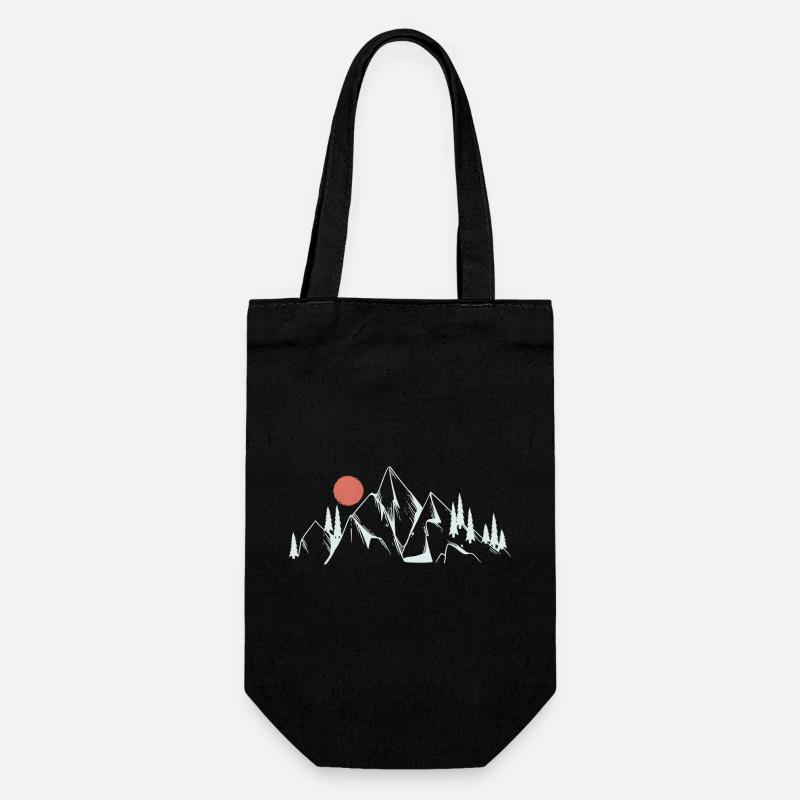 Dessin au trait de l’aube des montagnes - Sac à bouteille - noir