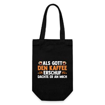 Als Gott Den Kaffee Erschuf Dachte Er An Mich - Geschenkbeutel für Flaschen - Schwarz - Vorne