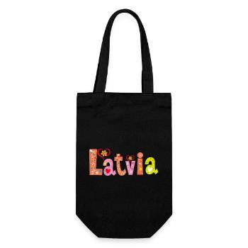 Personalisierter Name Lettlands - Geschenkbeutel für Flaschen - Schwarz - Vorne