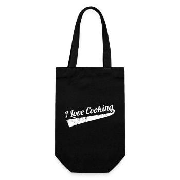 Ich liebe es zu kochen - Geschenkbeutel für Flaschen - Schwarz - Vorne
