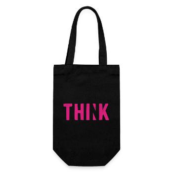 THINK Pink | Cooles Streetwear-Typo-Design - Geschenkbeutel für Flaschen - Schwarz - Vorne