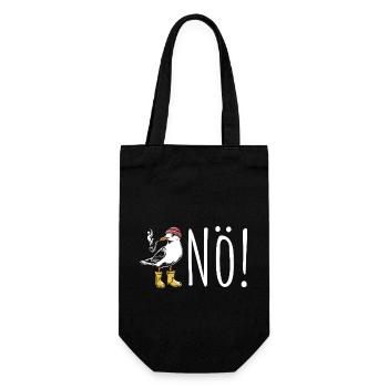 Möwe sagt NÖ - Nordsee - Geschenk - Geschenkbeutel für Flaschen - Schwarz - Vorne