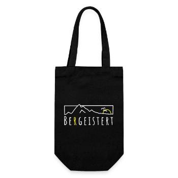 Bergeistert Berge Begeisterung Sonne Wandern Trail - Geschenkbeutel für Flaschen - Schwarz - Vorne