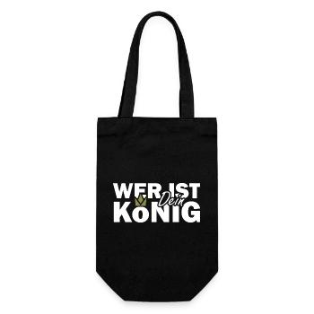 WER IST DEIN KÖNIG Jesus Bibelvers Spruch - Geschenkbeutel für Flaschen - Schwarz - Vorne