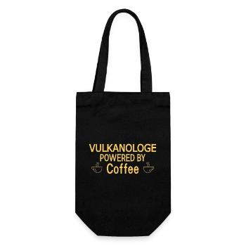 Vulkanologe Powered By Coffee Vulkanologie - Geschenkbeutel für Flaschen - Schwarz - Vorne