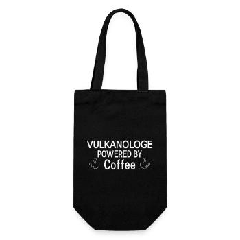 Vulkanologe Powered By Coffee Vulkanologie - Geschenkbeutel für Flaschen - Schwarz - Vorne