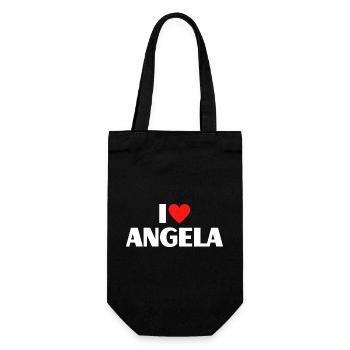 I love Angela Rotes Herz Romantischer Name Fan - Geschenkbeutel für Flaschen - Schwarz - Vorne
