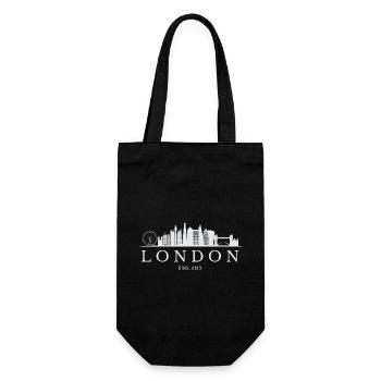 Londoner Skyline, London, England - Geschenkbeutel für Flaschen - Schwarz - Vorne
