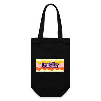 Traveller World Map Ribbon - Gift Bag for Bottles - black - Front