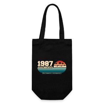 38. Geburtstag 1987 Vintage 1987 Retro Sunset - Geschenkbeutel für Flaschen - Schwarz - Vorne