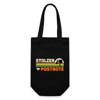 Briefträger STOLZER POSTBOTE Retro Lustiges - Geschenkbeutel für Flaschen - Schwarz - Vorne