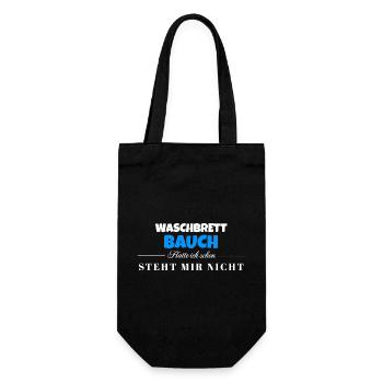 Waschbrett Bauch Spruch – Steht Mir Nicht - Geschenkbeutel für Flaschen - Schwarz - Vorne