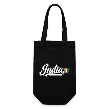 India Script with Flag Heart Patriotic - Gift Bag for Bottles - black - Front