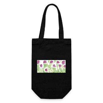 Das Leben ist eine Blumenwiese - Geschenkbeutel für Flaschen - Schwarz - Vorne