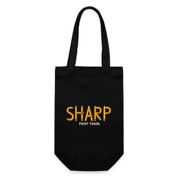 SHARP – Punkt verstanden | Spaßiges Bleistift-Wortspiel - Geschenkbeutel für Flaschen - Schwarz - Vorne